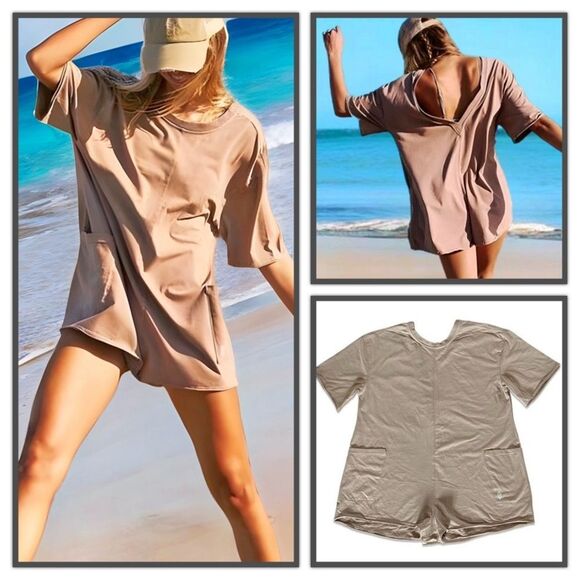 Free People Movement Hot Shot Tee Romper - Picture 1 of 12